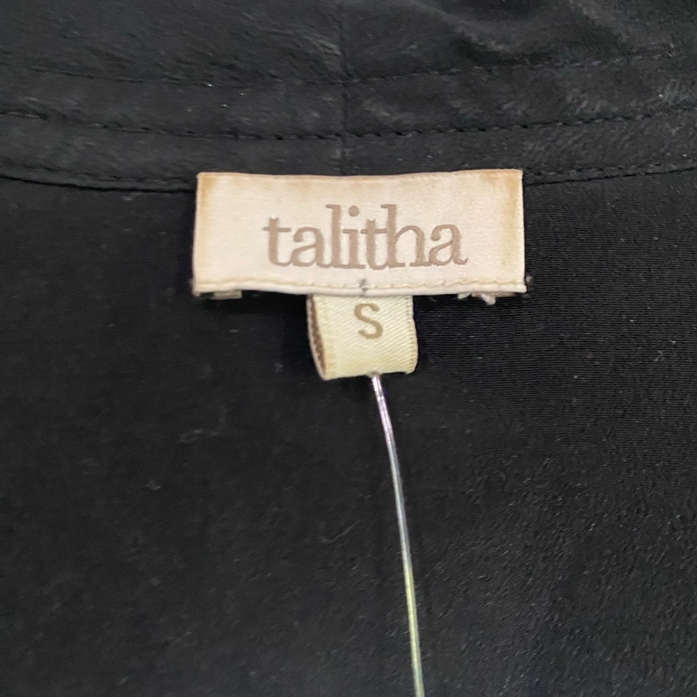 Talitha Kimono 3/4 Sleeve Silk Embroidered Floral Black Small Western Indian - Picture 9 of 15